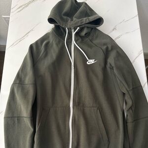 Nike Olive Green Full-Zip Hoodie Jacket - Medium